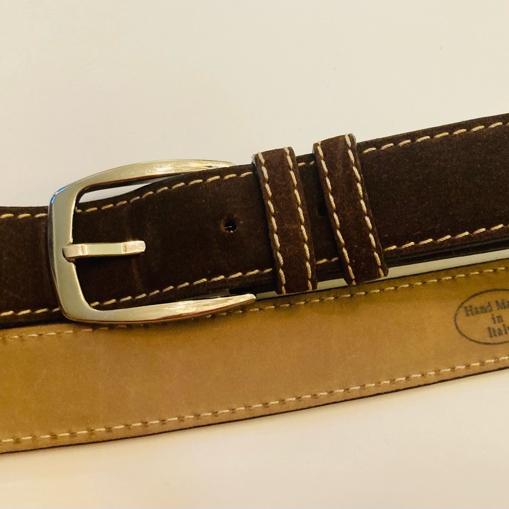 Mens vintage suede calfskin belt erreghe for Neiman Marcus silver tone buckle